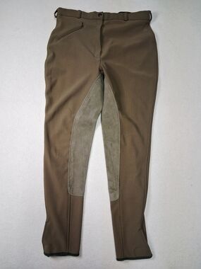 Women's Olive Brown Riding Breeches with Suede Knee Patch